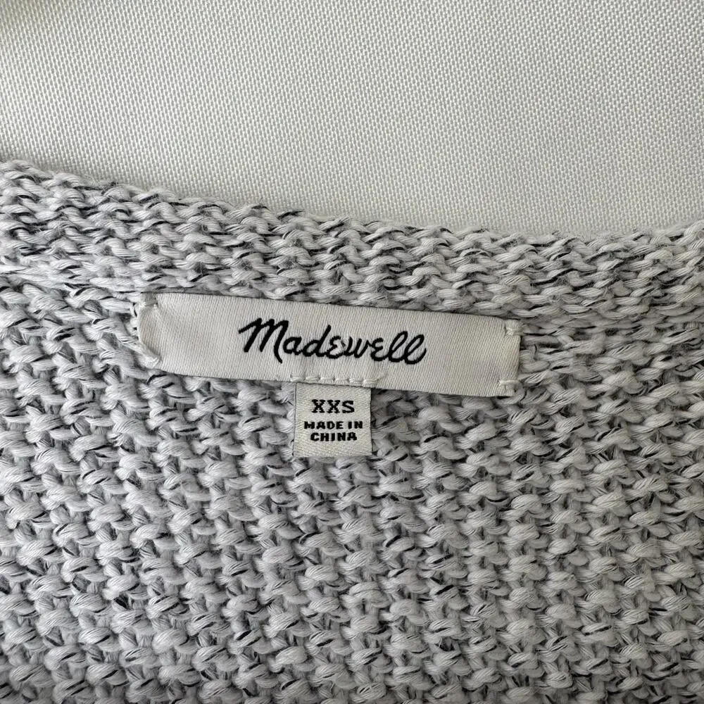 Madewell Womens XXS Memento Open Front Fringe Cardigan 100% Cotton Gray Textured - Picture 3 of 12